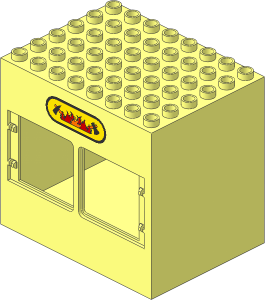 Duplo Building  6 x  8 x  6 with Front Windows with Firehouse Pattern