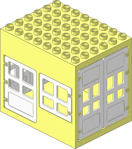 Duplo Building  6 x  8 x  6 with Door and Window with White Doors and Window