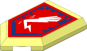Tile  3 x  2 with Angled End with Nexo Power Shield Pattern - Backlash Lightning