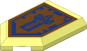 Tile  3 x  2 with Angled End with Nexo Power Shield Pattern - Order of the Knights Code