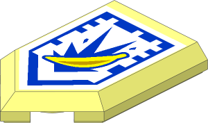 Tile  3 x  2 with Angled End with Nexo Power Shield Pattern - Banana Bombs