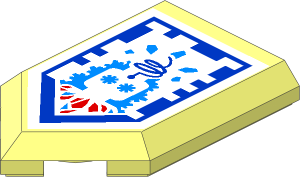 Tile  3 x  2 with Angled End with Nexo Power Shield Pattern - Brain Freeze