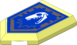 Tile  3 x  2 with Angled End with Nexo Power Shield Pattern - Raptor Bite
