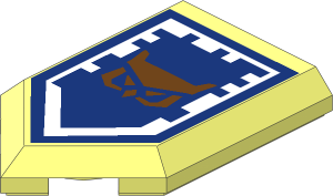 Tile  3 x  2 with Angled End with Nexo Power Shield Pattern - Shield of Schooling and Protection