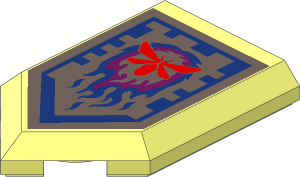 Tile  3 x  2 with Angled End with Nexo Power Shield Pattern - Fireflies