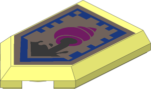Tile  3 x  2 with Angled End with Nexo Power Shield Pattern - Shadow Snail