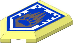 Tile  3 x  2 with Angled End with Nexo Power Shield Pattern - Bear Claws