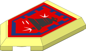 Tile  3 x  2 with Angled End with Nexo Power Shield Pattern - Chrome Bell