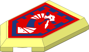 Tile  3 x  2 with Angled End with Nexo Power Shield Pattern - Iron Dragon