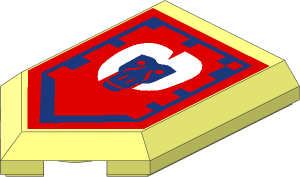 Tile  3 x  2 with Angled End with Nexo Power Shield Pattern - Ticking Baboon