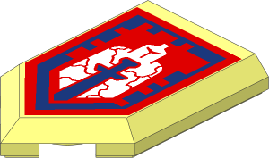 Tile  3 x  2 with Angled End with Nexo Power Shield Pattern - Fallen Hero