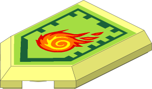 Tile  3 x  2 with Angled End with Nexo Power Shield Pattern - Rolling Fireball