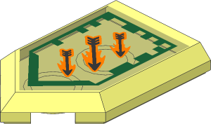 Tile  3 x  2 with Angled End with Nexo Power Shield Pattern - Arrow Strike