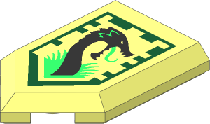 Tile  3 x  2 with Angled End with Nexo Power Shield Pattern - Jungle Dragon