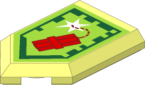 Tile  3 x  2 with Angled End with Nexo Power Shield Pattern - Dynamighty