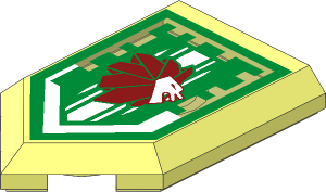 Tile  3 x  2 with Angled End with Nexo Power Shield Pattern - Lion of Bravery