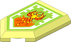 Tile  3 x  2 with Angled End with Nexo Power Shield Pattern - Flight of the Phoenix