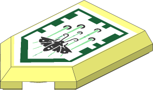 Tile  3 x  2 with Angled End with Nexo Power Shield Pattern - Moth Swarm