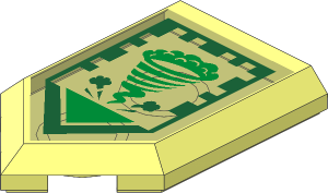 Tile  3 x  2 with Angled End with Nexo Power Shield Pattern - Broccoli Tornado