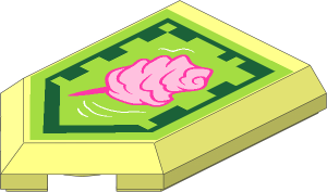 Tile  3 x  2 with Angled End with Nexo Power Shield Pattern - Candy Floss