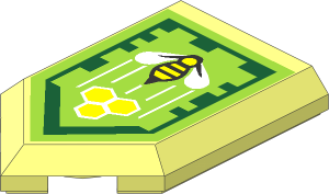 Tile  3 x  2 with Angled End with Nexo Power Shield Pattern - Honey Bees