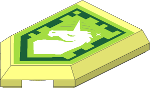 Tile  3 x  2 with Angled End with Nexo Power Shield Pattern - Unicorn Might