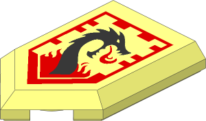 Tile  3 x  2 with Angled End with Nexo Power Shield Pattern - Lava Dragon