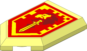 Tile  3 x  2 with Angled End with Nexo Power Shield Pattern - Blade of Bravery