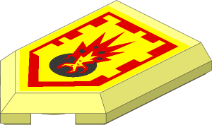Tile  3 x  2 with Angled End with Nexo Power Shield Pattern - Magma Burst
