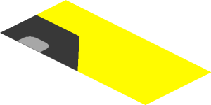 ~Sticker  1.9 x  0.8 with Black Headlamp on Yellow Face Right - Upper Section 3