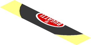 ~Sticker  1.8 x  1.9 with Black Radiator Grille and Bugatti Logo on Transparent Background - Fifth Face
