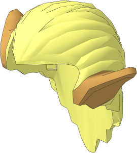 Minifig Hair Orc with Dark Tan Ears Pattern