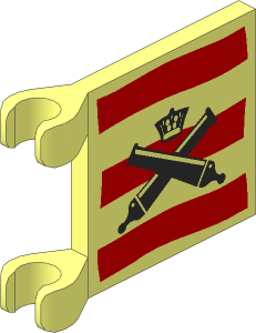 Flag  2 x  2 with Crossed Cannons and Crown over Red Stripes Pattern