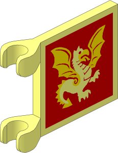Flag  2 x  2 with Red Square and Yellowed Winged Dragon Pattern