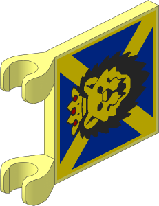 Flag  2 x  2 with Lion Head on Blue and Yellow Diagonal Stripes Background Pattern