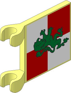 Flag  2 x  2 with Gold Lion on Red/White Quarters Pattern