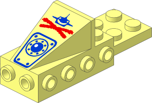 Wedge  2 x  3 with Brick  2 x  4 Side Studs and Plate  2 x  2 with Aquashark Pattern