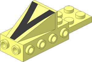 Wedge  2 x  3 with Brick  2 x  4 Side Studs and Plate  2 x  2 with Black/Silver "V" Pattern