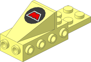 Wedge  2 x  3 with Brick  2 x  4 Side Studs and Plate  2 x  2 with MTron Logo Pattern