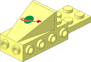 Wedge  2 x  3 with Brick  2 x  4 Side Studs and Plate  2 x  2 with Classic Space Logo Pattern