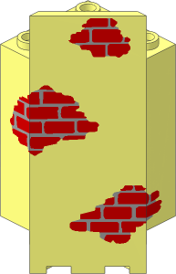 Panel Wall  3 x  3 x  6 Corner with Scattered Bricks Pattern