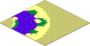 Baseplate 32 x 32 Road 7-Stud Curve with River Pattern