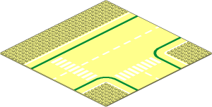 Baseplate 32 x 32 Road 7-Stud T-Junction with Crosswalk Pattern