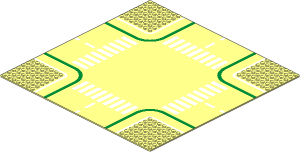 Baseplate 32 x 32 Road 7-Stud Crossroads with Crosswalk Pattern