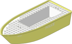 Boat Hull Floating 25 x 10 with White Deck, "Police" and "4010" Stickers