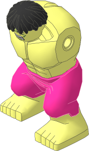 Bigfig Hulk Body with Dark Purple Trousers, Black Hair and Angry Face Pattern