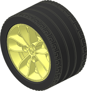 Wheel Rim 42 x 62 with 10 Spokes and  3 Pegholes with Tyre 44/ 22 x 62 ZR