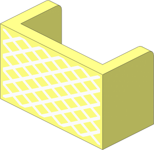 Panel  1 x  2 x  1 Double Corner with Rounded Corners with Net Pattern