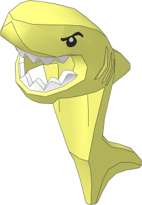 Minifig Headdress Shark with Tail and Fin with Black Eye and White Teeth Pattern
