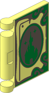 Minifig Book Cover with Disney Castle and Gold Trim Pattern